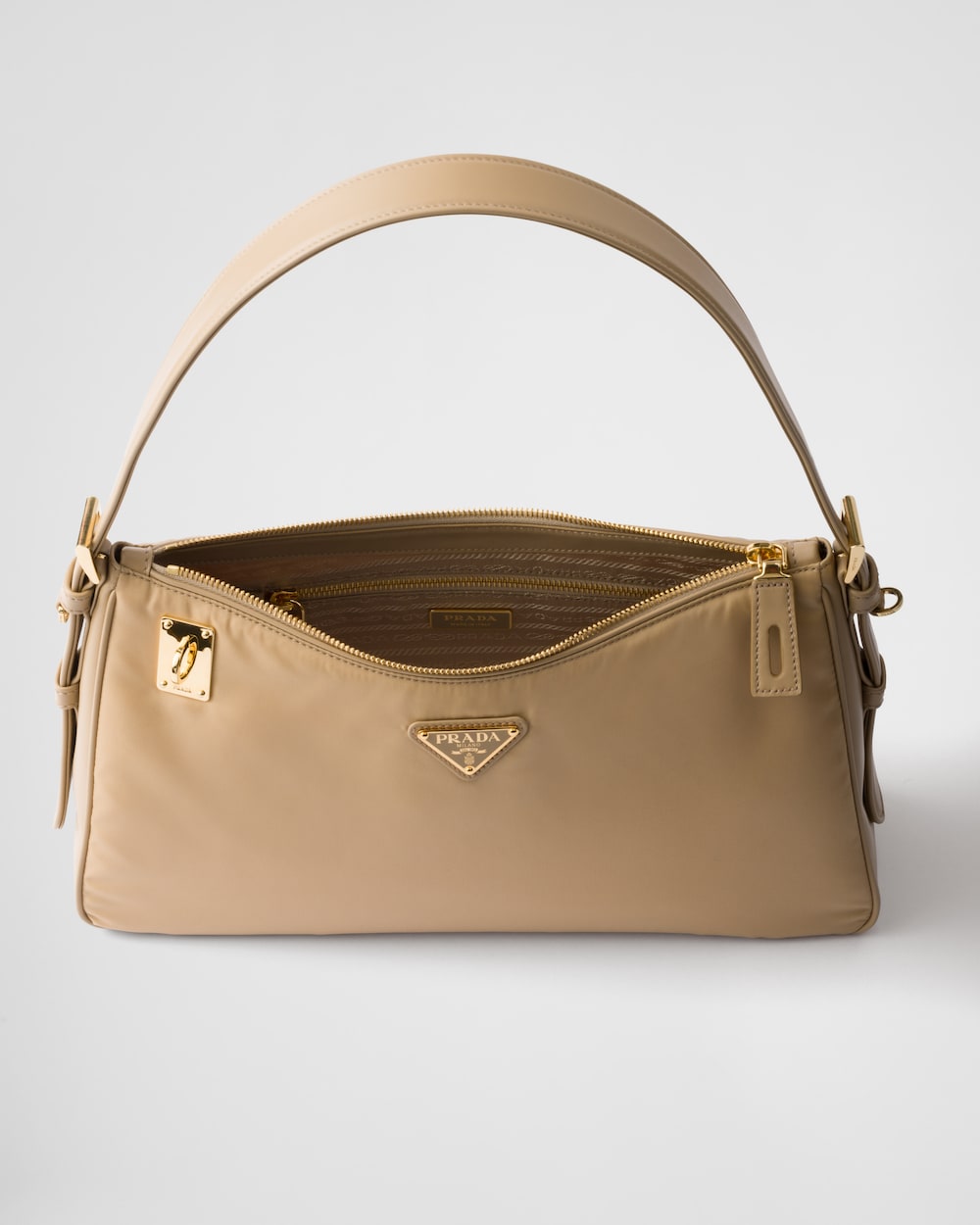 Prada Aimée Large Re-Nylon and Leather Shoulder Bag With Padlock - Image 3